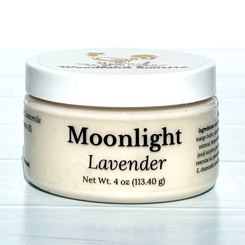 Jar of Moonlight Lavender cream on a white background