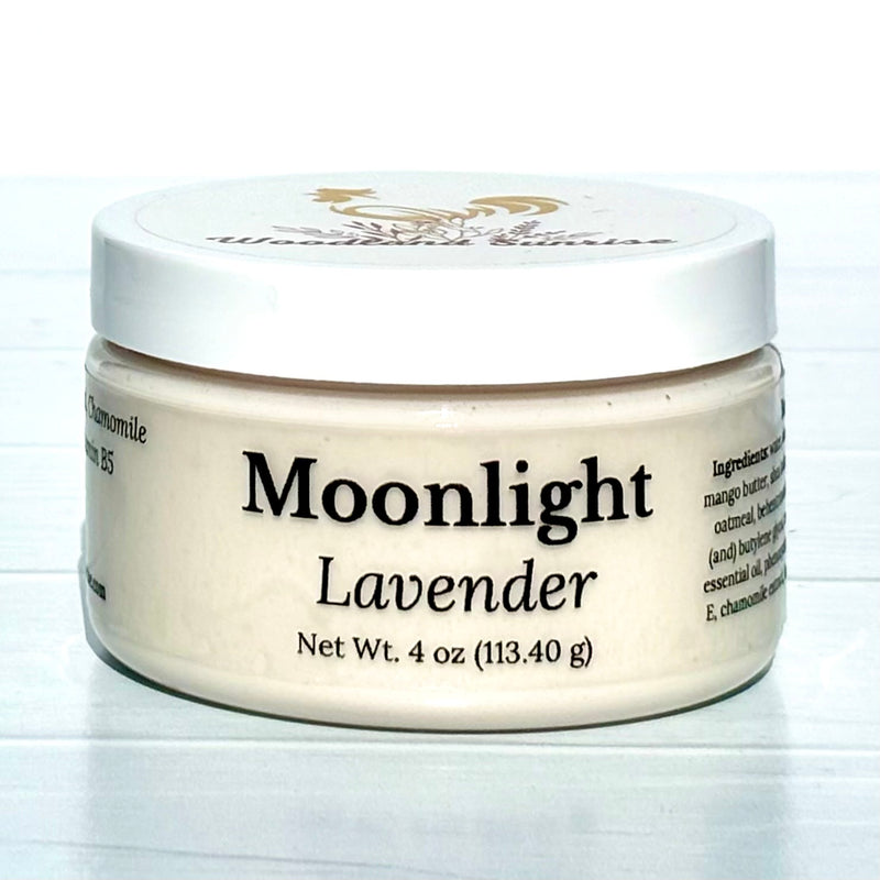 Jar of Moonlight Lavender cream on a white background