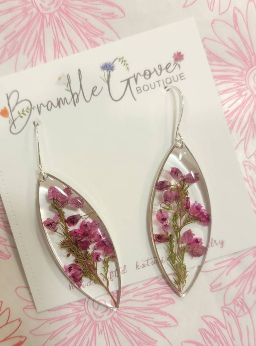 Handmade real pressed pink Heather flower