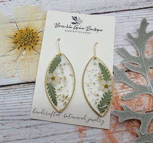 Handmade Fern and Flower Earrings | Woodland Jewelry