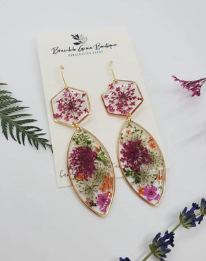 Handmade Real Preserved Floral Earrings | Woodland Jewelry
